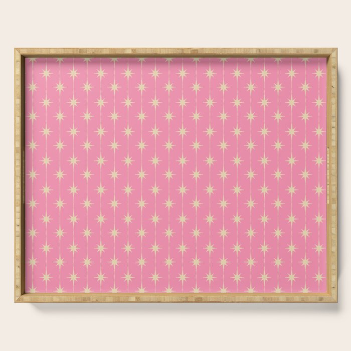 Midcentury Stars and Dots Classic Pink Pattern Serving Tray Gallery Image 1