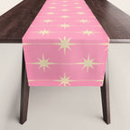 Midcentury Stars and Dots Classic Pink Pattern Table Runner Gallery Image 1