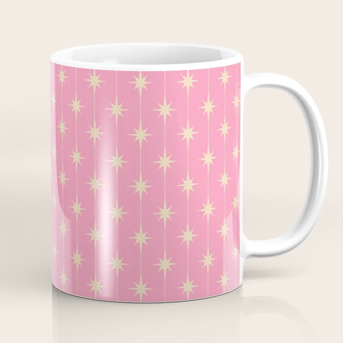 Midcentury Stars and Dots Classic Pink Pattern Coffee Mug Gallery Image 1