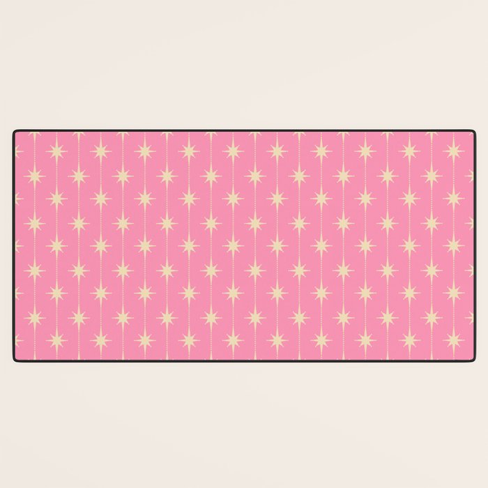 Midcentury Stars and Dots Classic Pink Pattern Desk Mat Gallery Image 3