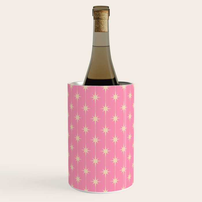 Midcentury Stars and Dots Classic Pink Pattern Wine Chiller Gallery Image 1