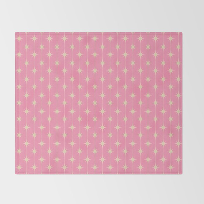 Midcentury Stars and Dots Classic Pink Pattern Throw Blanket Gallery Image 2