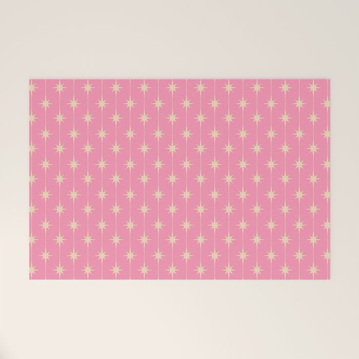 Midcentury Stars and Dots Classic Pink Pattern Welcome Mat Gallery Image 1