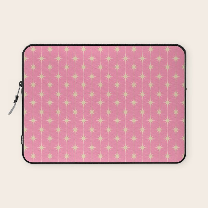 Midcentury Stars and Dots Classic Pink Pattern Laptop Sleeve Gallery Image 1