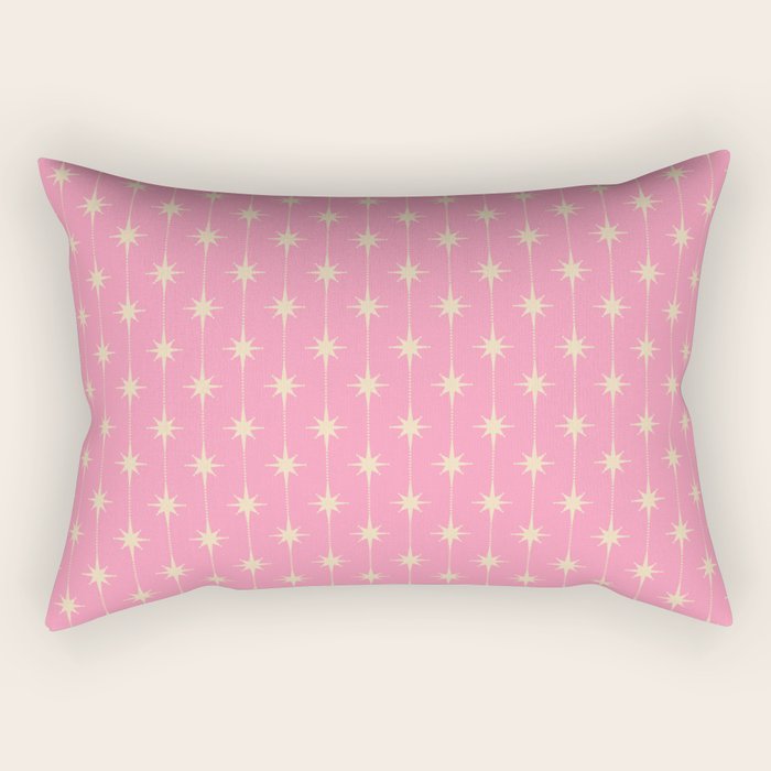 Midcentury Stars and Dots Classic Pink Pattern Rectangular Pillow Gallery Image 2