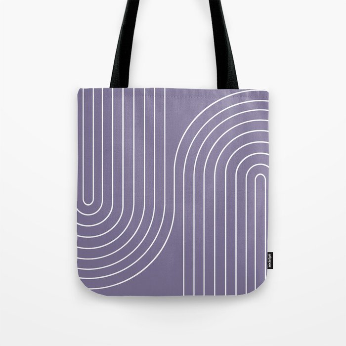 Minimal Line Curvature XXIII Lavender Purple Mid Century Modern Arch Abstract Tote Bag Gallery Image 1