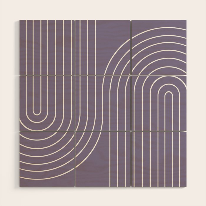 Minimal Line Curvature XXIII Lavender Purple Mid Century Modern Arch Abstract Wood Wall Art Gallery Image 1
