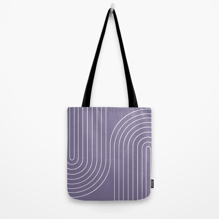 Minimal Line Curvature XXIII Lavender Purple Mid Century Modern Arch Abstract Tote Bag Gallery Image 2