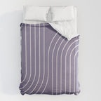 Minimal Line Curvature XXIII Lavender Purple Mid Century Modern Arch Abstract Duvet Cover Gallery Image 6