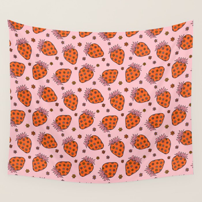 Flower Strawberry Print Wall Tapestry Gallery Image 4