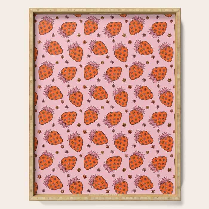Flower Strawberry Print Serving Tray Gallery Image 1