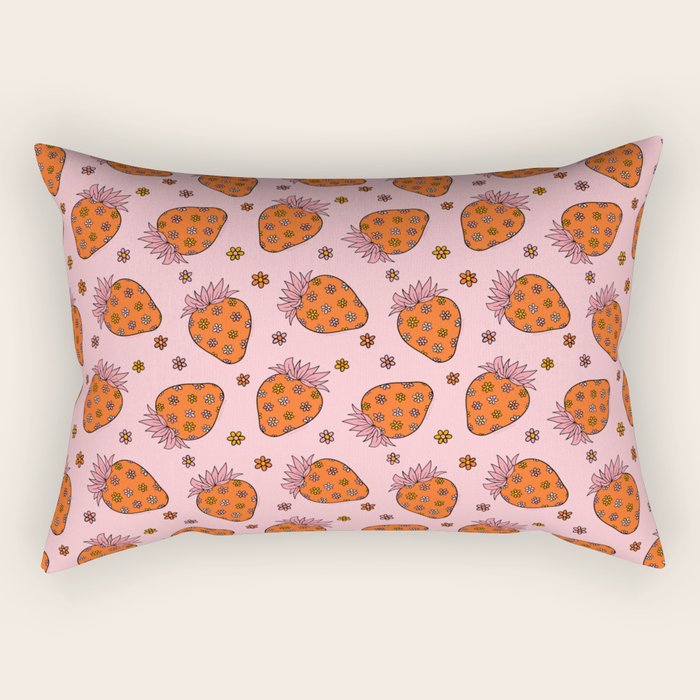 Flower Strawberry Print Rectangular Pillow Gallery Image 1