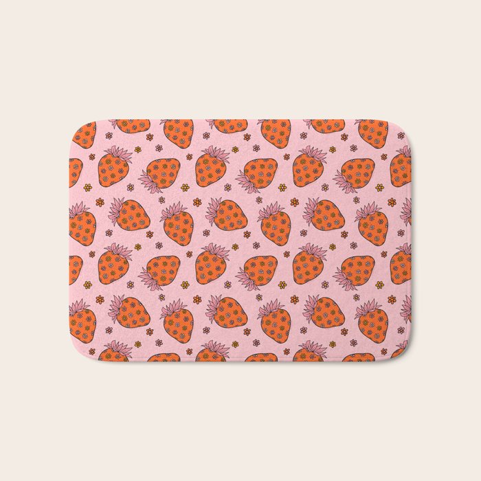 Flower Strawberry Print Bath Mat Gallery Image 1