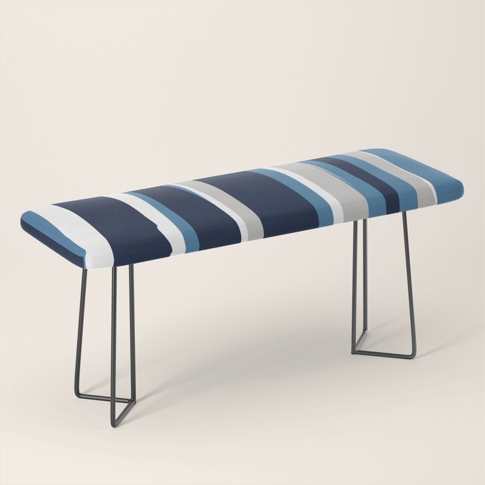 Ocean Beach Striped Landscape, Navy, Blue, Gray Bench Gallery Image 1
