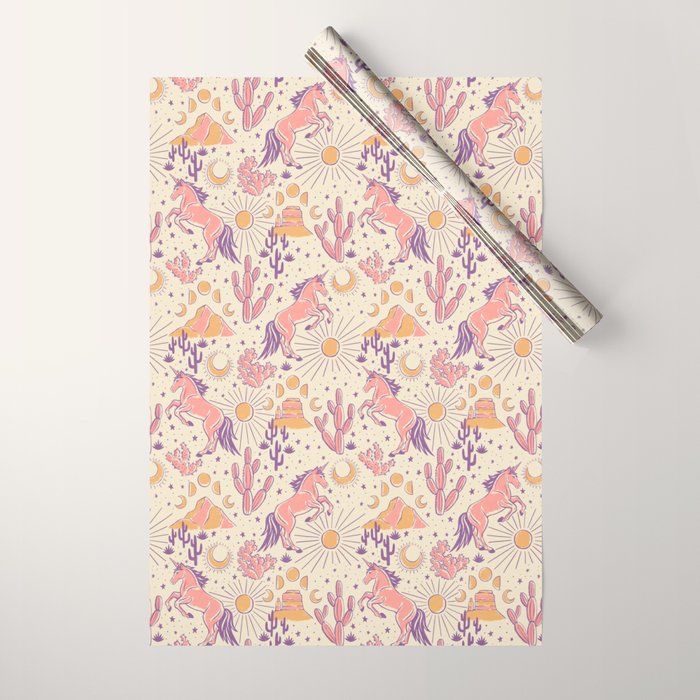 Desert Unicorn - Purple, pink, and gold Wrapping Paper Gallery Image 1