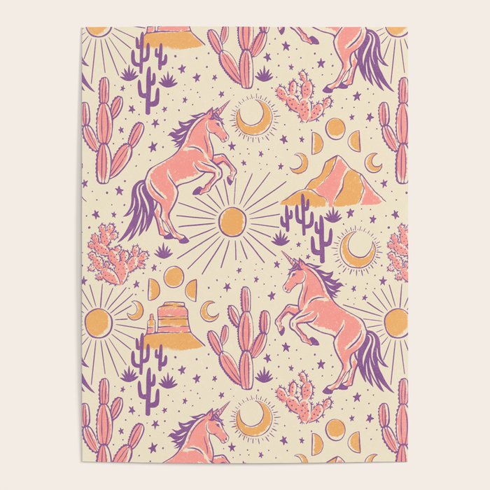 Desert Unicorn - Purple, pink, and gold Poster Gallery Image 1