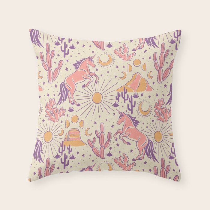 Desert Unicorn - Purple, pink, and gold Throw Pillow Gallery Image 6