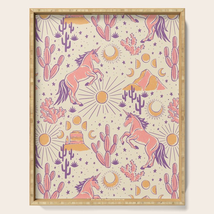 Desert Unicorn - Purple, pink, and gold Serving Tray Gallery Image 1