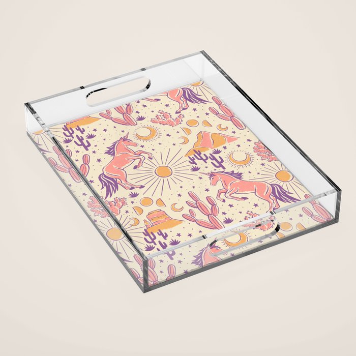 Desert Unicorn - Purple, pink, and gold Acrylic Tray Gallery Image 1
