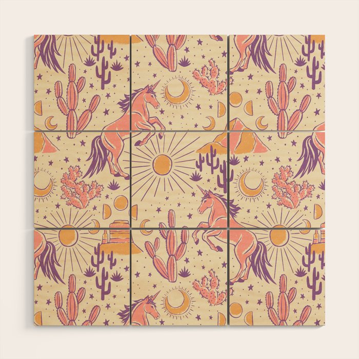 Desert Unicorn - Purple, pink, and gold Wood Wall Art Gallery Image 1