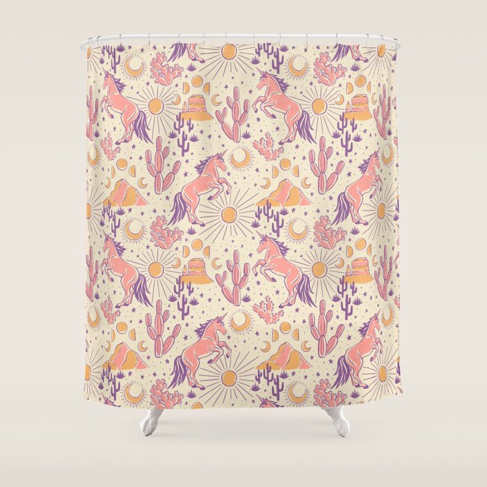 Desert Unicorn - Purple, pink, and gold Shower Curtain Gallery Image 1