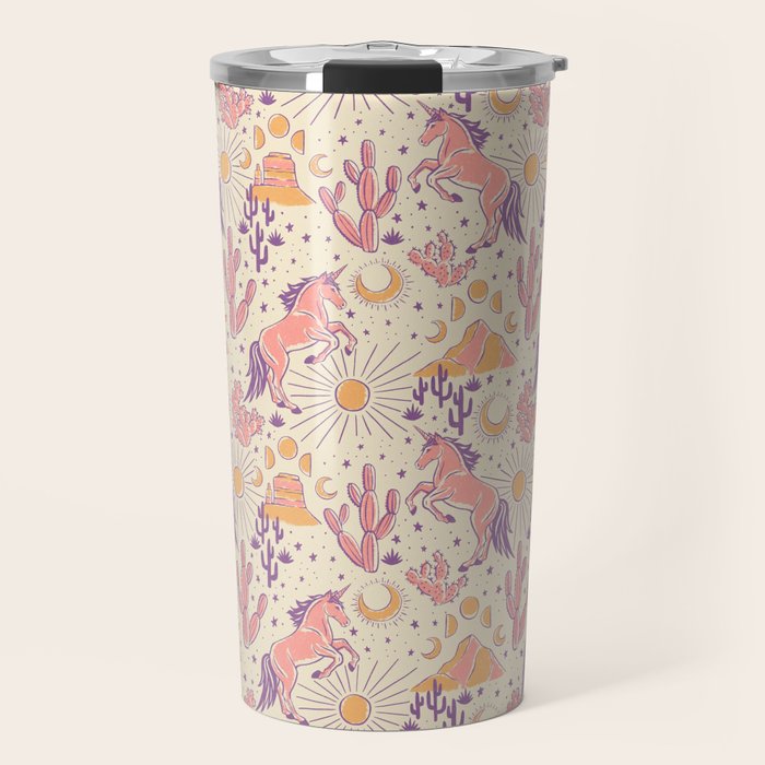Desert Unicorn - Purple, pink, and gold Travel Mug Gallery Image 1