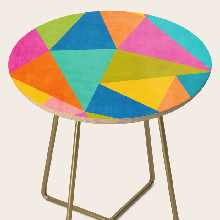 Modern Colorful Design Triangles Artwork Side Table Gallery Image 2