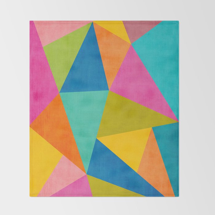 Modern Colorful Design Triangles Artwork Throw Blanket Gallery Image 2