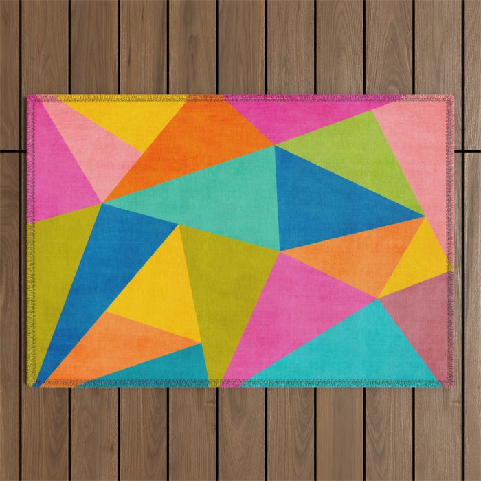 Modern Colorful Design Triangles Artwork Outdoor Rug Gallery Image 1