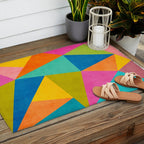Modern Colorful Design Triangles Artwork Outdoor Rug Gallery Image 2