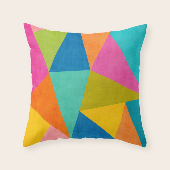 Modern Colorful Design Triangles Artwork Throw Pillow Gallery Image 6