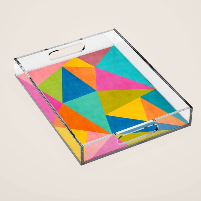 Modern Colorful Design Triangles Artwork Acrylic Tray Gallery Image 1