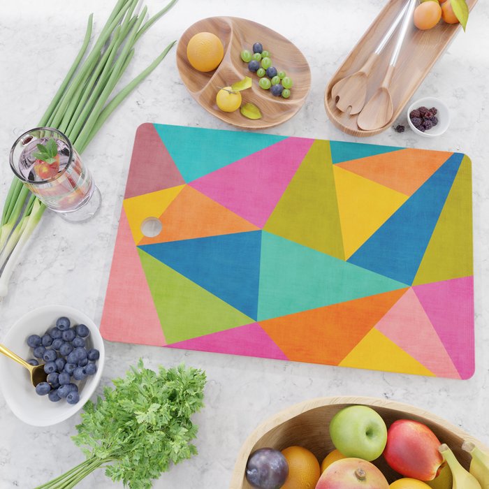 Modern Colorful Design Triangles Artwork Cutting Board Gallery Image 2