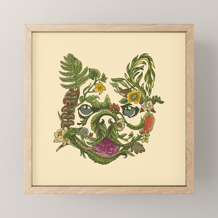 Botanical French Bulldog Mini Art Print Gallery Image 1
