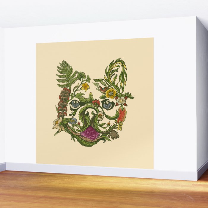 Botanical French Bulldog Wall Mural Gallery Image 2