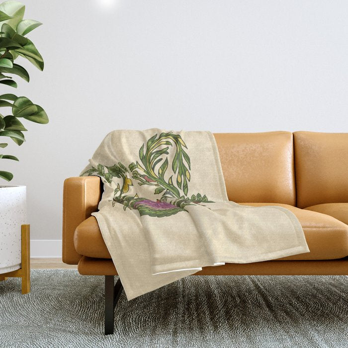 Botanical French Bulldog Throw Blanket Gallery Image 1