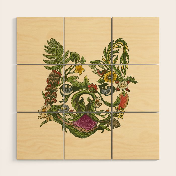 Botanical French Bulldog Wood Wall Art Gallery Image 1