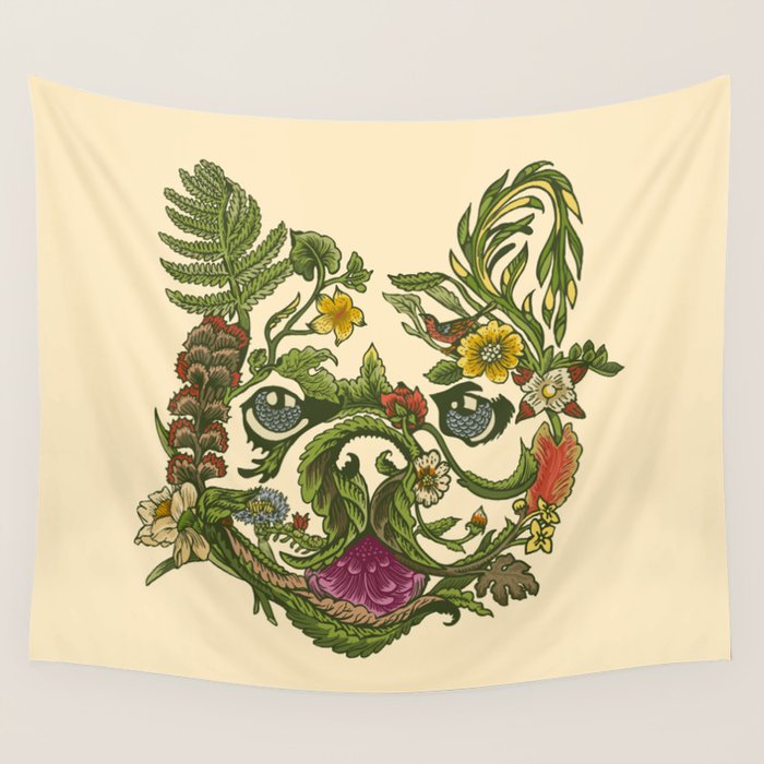 Botanical French Bulldog Wall Tapestry Gallery Image 4