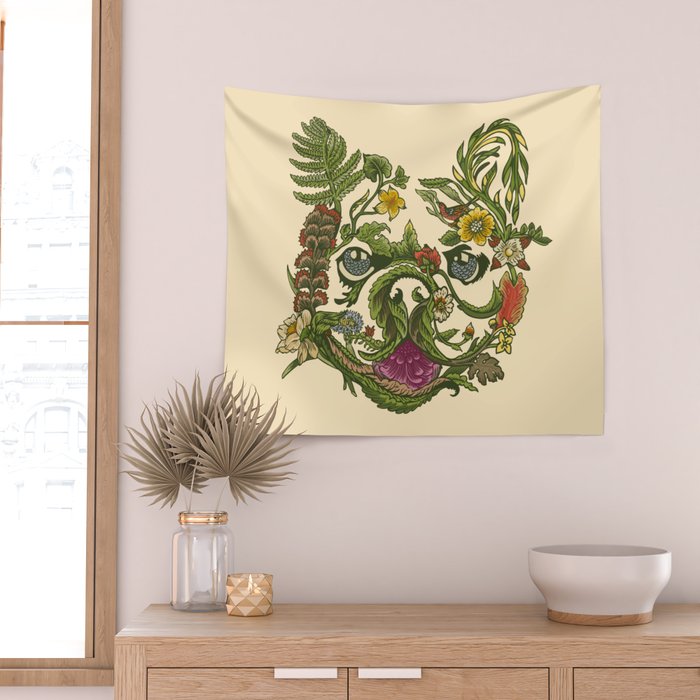 Botanical French Bulldog Wall Tapestry Gallery Image 2