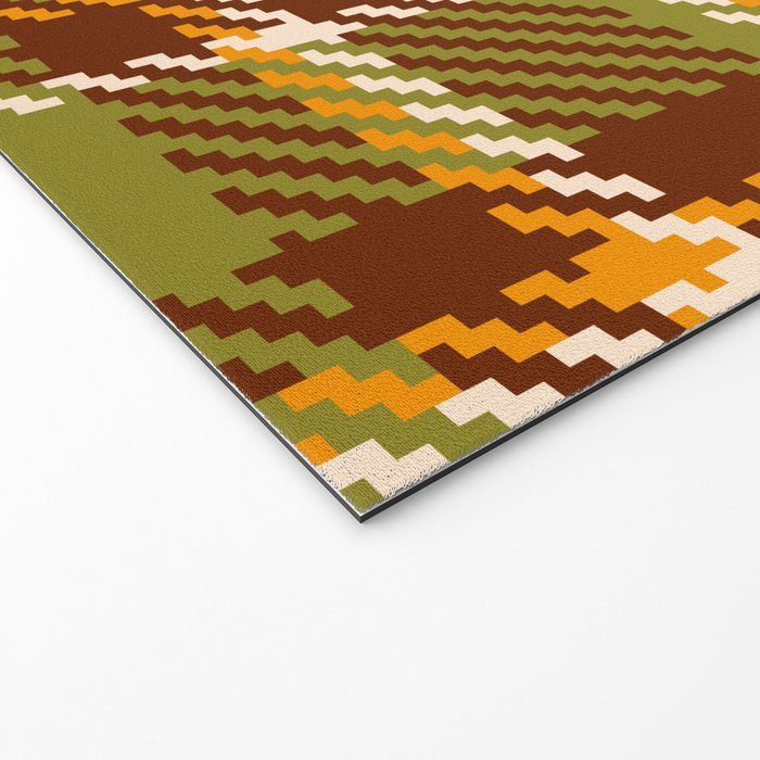 Retro 70s autumn tartan brown moss green mustard yellow pattern Welcome Mat Gallery Image 2
