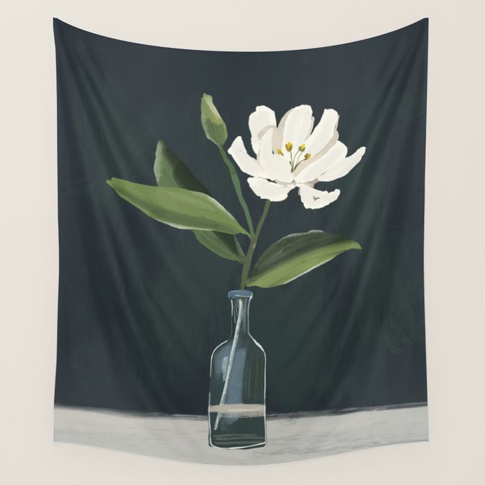 A flower in a vase Wall Tapestry Gallery Image 1