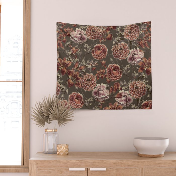 ORANGE LILY AND POPPY Wall Tapestry Gallery Image 2