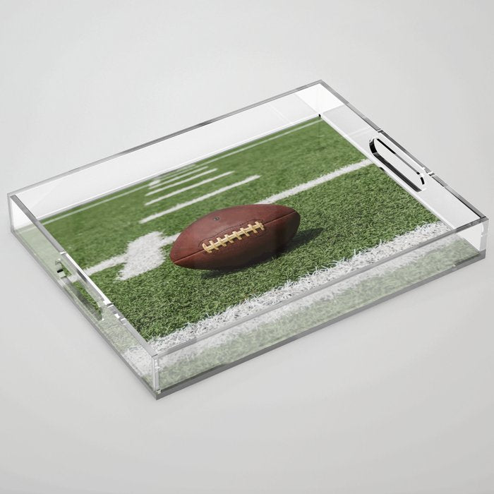American Football Court with ball on Gras Acrylic Tray Gallery Image 1