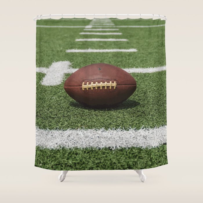 American Football Court with ball on Gras Shower Curtain Gallery Image 1