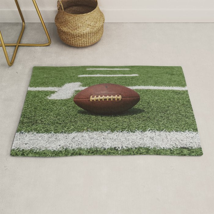 American Football Court with ball on Gras Rug Gallery Image 1