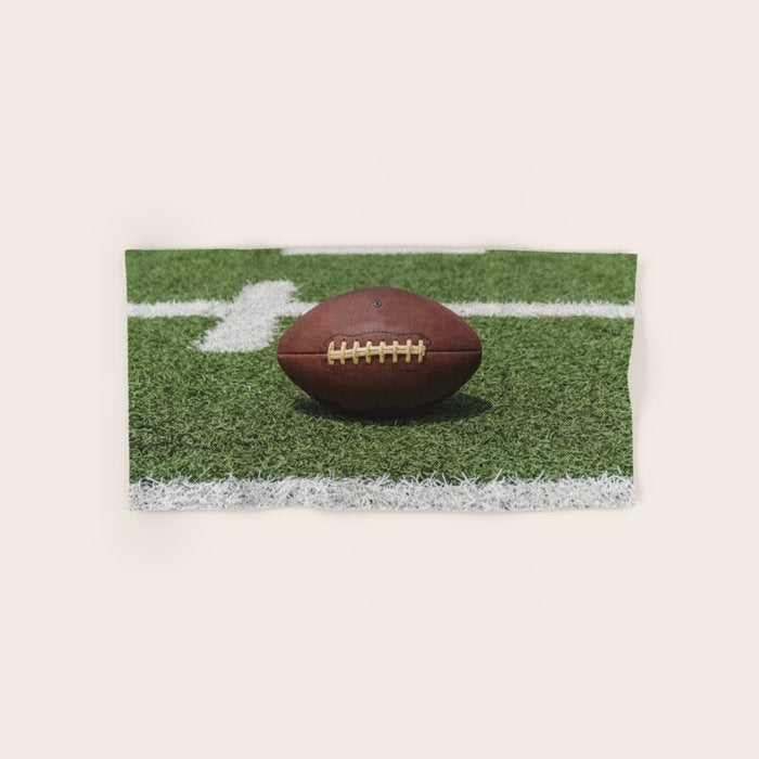 American Football Court with ball on Gras Bath Towel Gallery Image 1