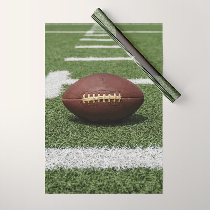 American Football Court with ball on Gras Wrapping Paper Gallery Image 1