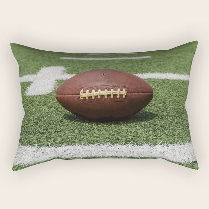 American Football Court with ball on Gras Rectangular Pillow Gallery Image 1