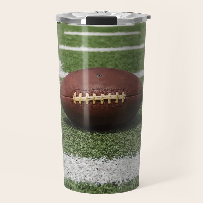American Football Court with ball on Gras Travel Mug Gallery Image 1