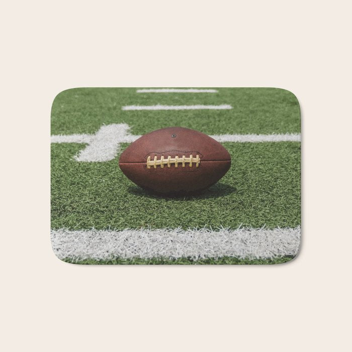 American Football Court with ball on Gras Bath Mat Gallery Image 1